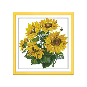 Sunflower Cross Stitch Kit 137X141 Counted Embroidery DIY Craft Traditional Floral Wall Art for Living Room Holiday Gift