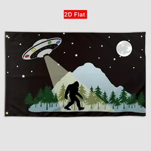 2D Flat Banner 1pc, Bigfoot Flag Ufo Meme Wall Hanging, Cool Funny Spooky Outdoor Indoor Room Decor, No Power Needed, Ideal for Men's Dorms