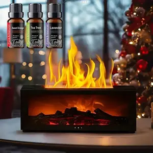 Fire Humidifier & Aroma Diffuser with 7-Color LED Flame Effect,  Remote colorful fireplace air  purifier diffuser. addict Lamp DiffuserEssential Oil Diffuser, Aromatherapy Machine, with Humidifier Lamp Diffuser with Cool MistASageLiving27XXALUE BAZAAR11