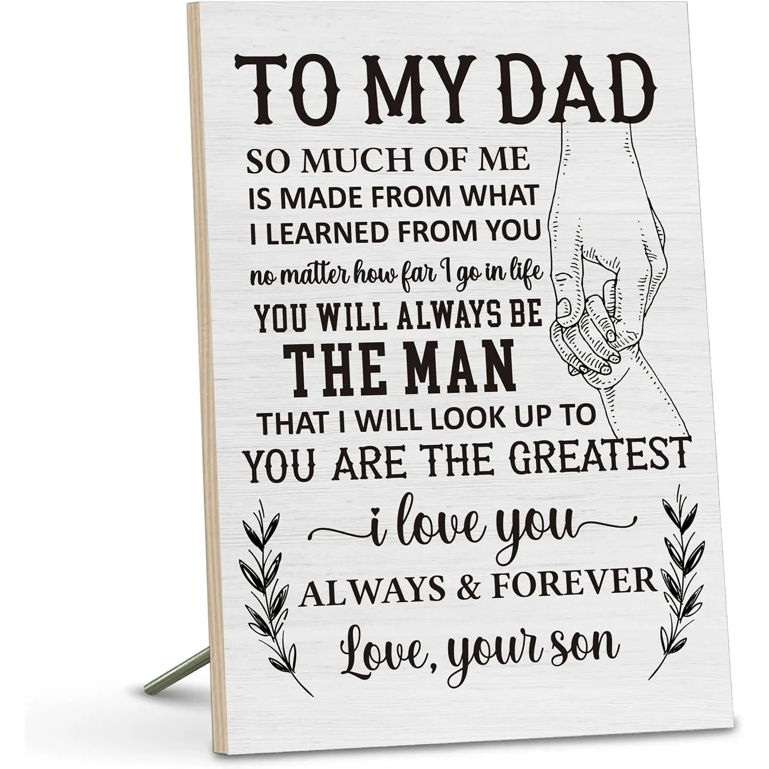 Thank You Gifts for Dad from Daughter Son Wife, Fathers Day Best Dad Ever Gifts for Him, Rustic Farmhouse Wall Decor Desk Decor, To My Dad Wooden Plaque Sign for Living Room, 5.5"x8"
