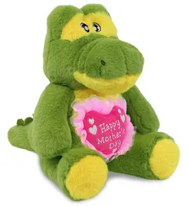 DOLLIBU 9" Eco-Friendly Super-Soft Polyester Stuffed Alligator Toy - Embroidered Heart Detail - Ideal Mothers Day Gift