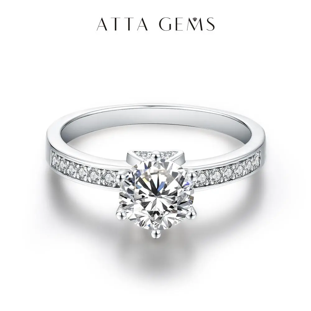 Women's 1 Carat D Color VVS1 Synthetic Moissanite Solitaire Engagement Ring, Elegant Band, Valentine's Day Gift, R005, summerwins, Rings, Engagement Rings
