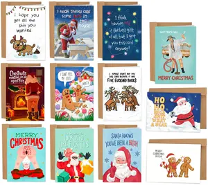 Sleazy Greetings Hilarious Assorted Bulk Christmas Cards - Funny Variety Pack with Envelopes for Adults