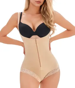 Tummy Control Bodysuit Women's Fajas Colombianas Shapewear Postpartum Full Body Shaper Butt Lifter Panties Zipper Straps Thong Bodysuit
