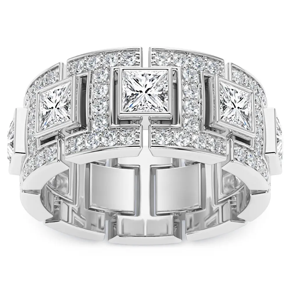 4Ct Men's Princess Cut Diamond 10MM Wide Ring Wedding Band Lab Grown 4Ct Men's Princess Cut Diamond 10MM Wide Ring Wedding Band Lab Grown