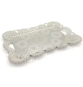 Turkish Rectangular Serving Tray | 207-K-6-11 Floral Silver