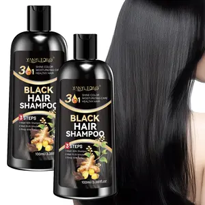 100ml black hair dye shampoo, hair dye, shampoo and hair care three in one, Hair Darkening Shampoo, easy to use, gentle and non irritating herbal extract, black hair, more shiny, making hair look healthier