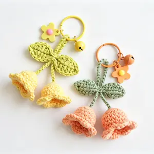 Tulip Keychain - Handmade Crochet Keychain with Yellow and Green Colors, Perfect for Keychains and Accessories