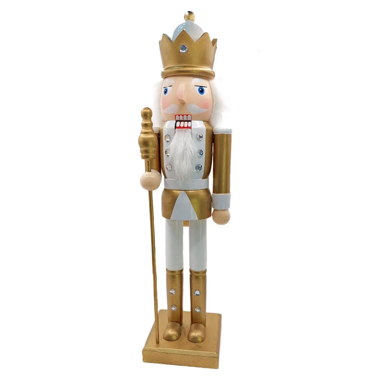 White and Gold King Wooden Nutcracker F07M6-24B