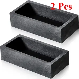 2 Pcs Graphite Ingot Mould Crucible Mould for Casting Gold Silver Metal Aluminum Copper Brass Melting Refining