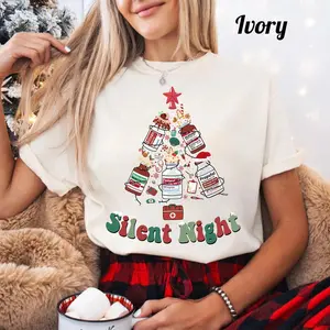 Comfort colors Silent Night Nurse Christmas Shirt Icu Er Nurse Christmas Emergency Department Sedation Holiday Anesthesia Nurse Nurse Christmas Gift CF Cpht Christmas