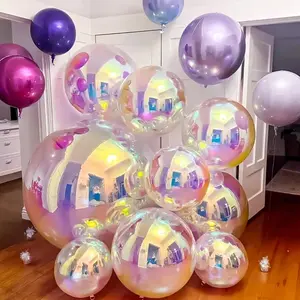 1/3/5pcs 22in/32in/50in Metallic Holographic 4D Effect Foil Balloons, Suitable For Birthday Party, Bachelor Party, Engagement, Wedding Party, Ice & Snow Princess Theme, Mermaid Oceanic Theme, Baby Shower Decorations