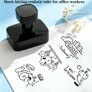 Funny Office Worker Self-Inking Stamps, '9-to-5' Theme Stamps for Journals, Scrapbooks, Diaries, Notebooks, Humorous Cartoon Stamps, Ink