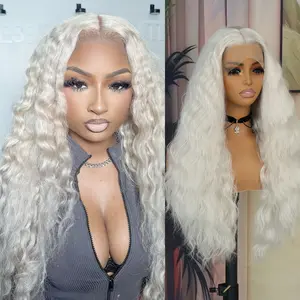 Aodbar hairs 28 Inch Platinum Blonde Curly Hair 13*4 HD Lace Frontal Synthetic Wig Glueless Heat Resistant Fiber Hair Platinum Blonde Long Curly Hair for Daily  Use , Party and Cosplay