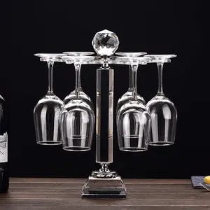 Colourtree Elegant Desktop Crystal Glass Stemware Rack Rotate Wine Glass Storage Holder Stand Air Drying Rack Perfect Decor for Kitchen