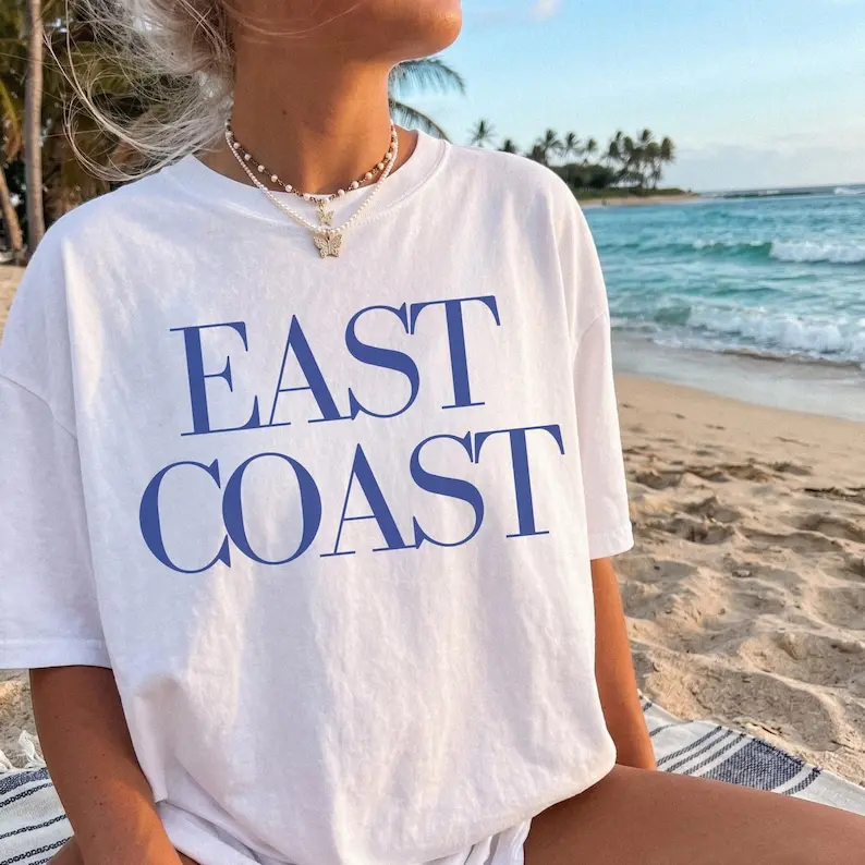 Vintage East Coast Shirt Fisherman Aesthetic Tshirt Preppy Clothes Teens Oversized Coastal Granddaughter Tee Trendy Beachy Summer Shirt