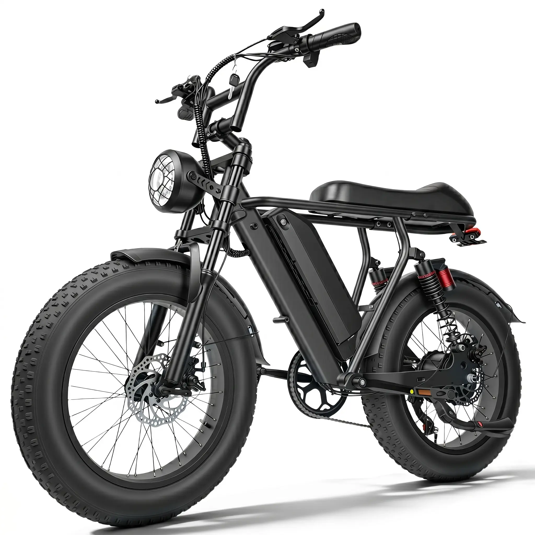 APYEAR 1500W Electric Bike 28MPH 20"x4.0" Fat Tires Full Suspension 48V 18Ah Removable Battery 40 Miles Range LED Headlights UL 2849 Certified Electric Motorcycle