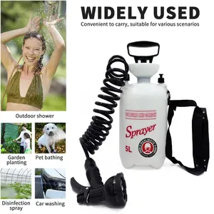 Portable 5L Pressurized Sprayer Bucket, Outdoor Garden Spray for Flowers, Pesticides, Disinfection, Bathing, Surfing, Camping, Car Washing