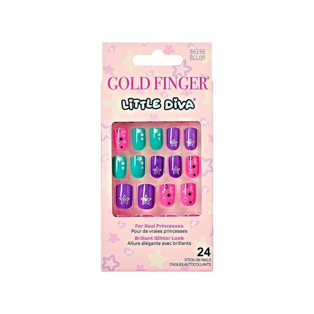Gold Finger Little Diva Sticker Nails - Funny Face