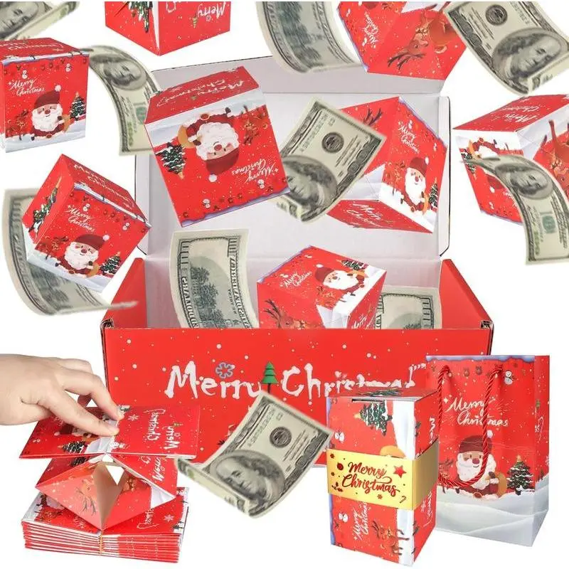 Surprise Gift Box Explosion Unique Folding Bouncing Red Envelope Cash Box with Confetti for Birthday Anniversary Valentine and Proposal, Anniversary Present, Money Explosion Box