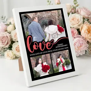 Custom Happy Anniversary Photo Frame 8x10 – Personalized Love Picture Frame | White / Black Frame or Print Only | Romantic Gift for Couple, Wife, Husband