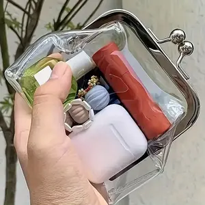 1pcs Transparent Mini Wallet, Portable Makeup Bag, Makeup Storage Bag, Travel Cosmetic Organizer, Handheld Cosmetic Pouch, Travel Essentials, Compact Design for Easy Carrying, Ideal for Daily Use