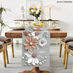 2D flat printing, 1 elegant floral pattern table flag, suitable for restaurants and kitchens, suitable for daily use and special occasions, indoor/outdoor decoration, dining table decoration, occasion decoration, dining table decoration