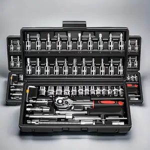 46 PCS Household Car Maintenance Tool Set - Ratchet Torque Wrench and Screwdriver Toolbox, Motorcycle Tire and Hub Maintenance Kit, Portable Bicycle Maintenance Socket Wrench