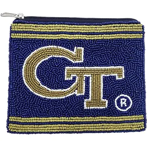 (Licensed) Georgia Tech University Beaded Coin Pouch