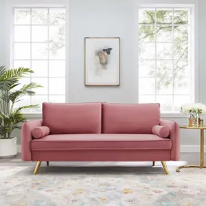 Modway Revive Performance Velvet Sofa in Dusty Rose