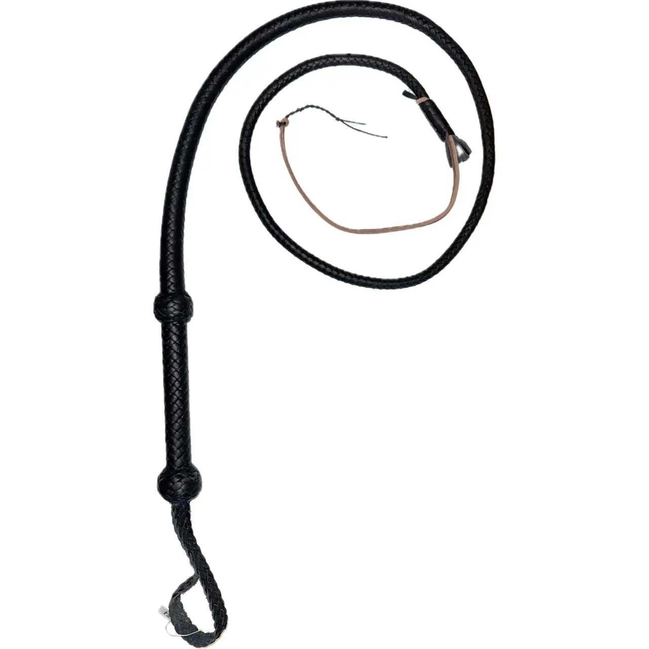 Bull Whip - Black Colored Leather 12 Ply - 8ft Handmade Real Cowhide with Steel Rod Handle & Heavy Rope