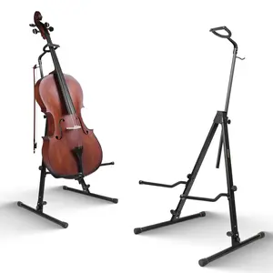 STRICH Adjustable Cello Stand with Bow Hook, Sturdy Steel Holder for Double Bass, Upright Bass, Contrabass, Violin, Display & Travel, SCS-10