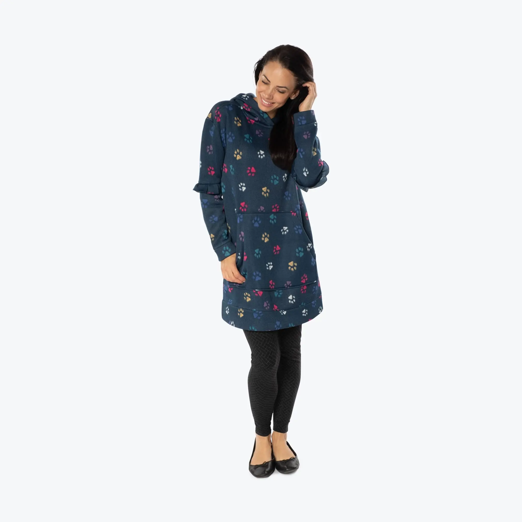 Peekaboo Sweater Fleece Tunic Hoodie