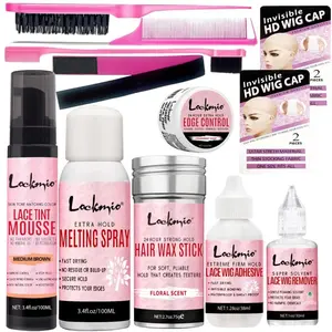 Hair Wig Styling Tool Set, 12pcs/set Wig Glue & Hair Wax Stick & Hair Spray & Tint Mousse & Hair Cap & Hair Brush & Hair Band & Edge Control