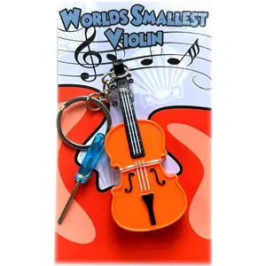 Original World's Smallest Violin Toy Keychain with Playable Sad Music - Mini Tiny Violin Keychain with Sound - Meme - Novelty - Funny - Joke - Gift - (WSV-V1-1P)