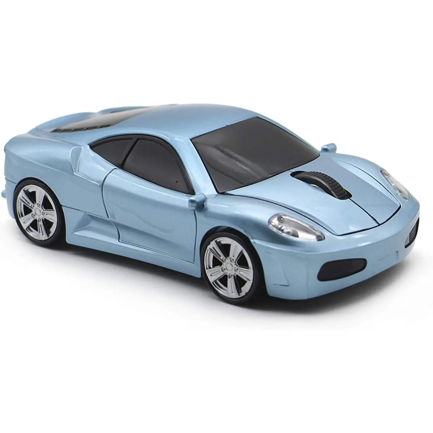 Sports-car Style Rechargeable Office Cordless Mouse - Portable Optical Mouse with Optical Tracking, Wireless Freedom, Compatible with PC, Laptop, Mac (Light Blue)