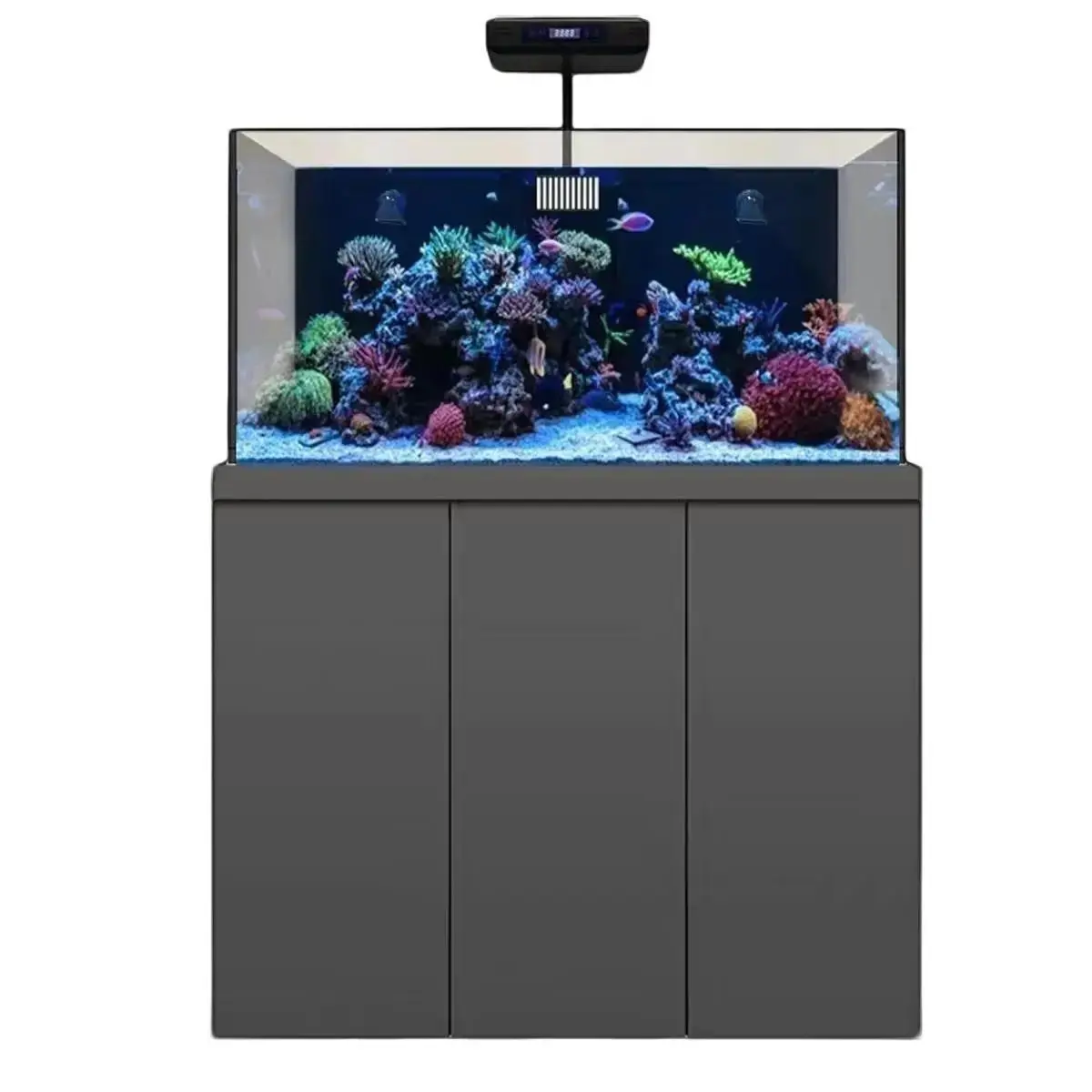 Aqua Dream 175 Gal Square Classic Home Aquarium Complete Kit - Premium Tempered Glass, Blue Matte Finish, Aluminum Frame, Integrated Skimmer, LED Light, Bio-Filtration Coral Rocks, Fish Tank Stand, Power Supply