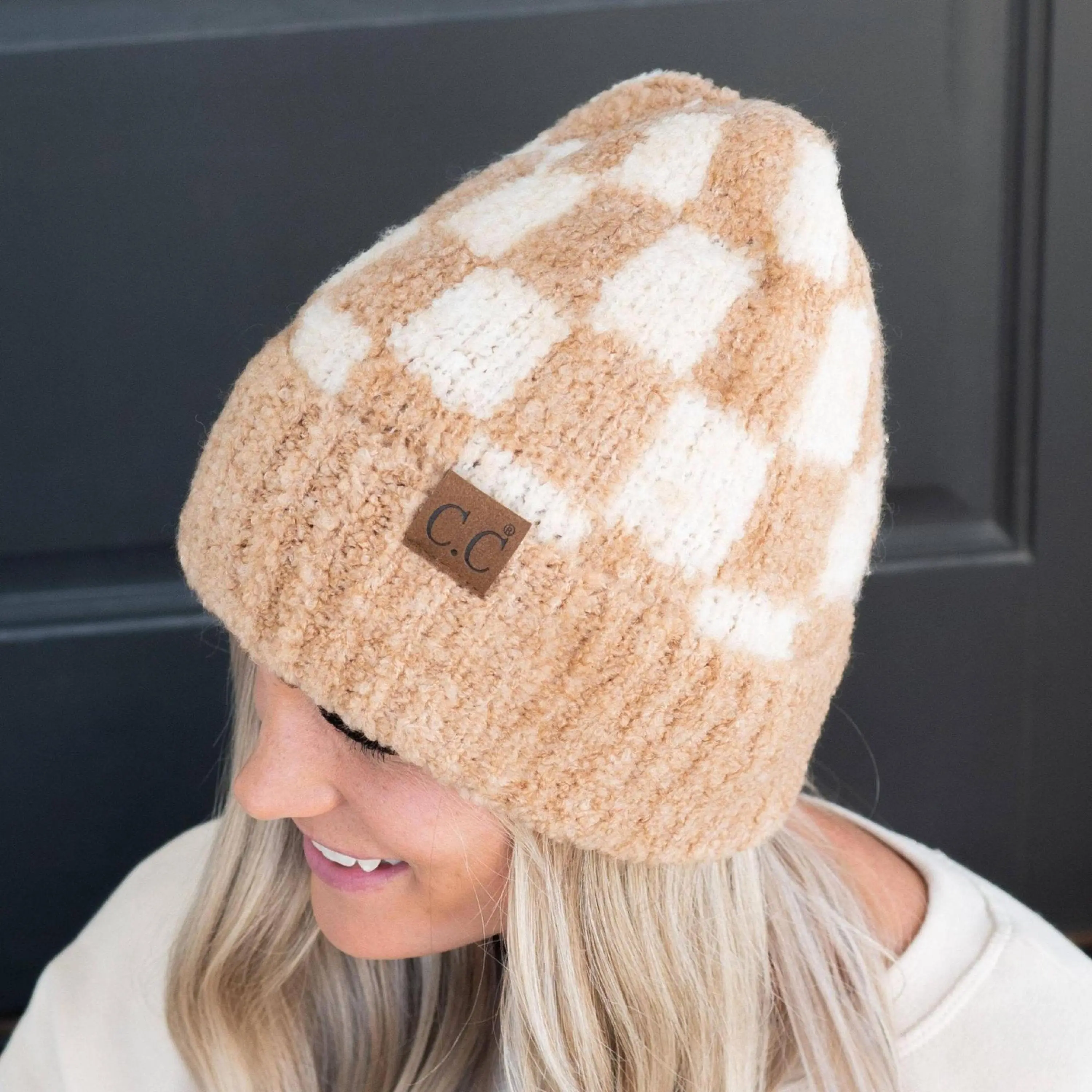 CC Beanie Oh so Soft Check Boucle Skully Hats