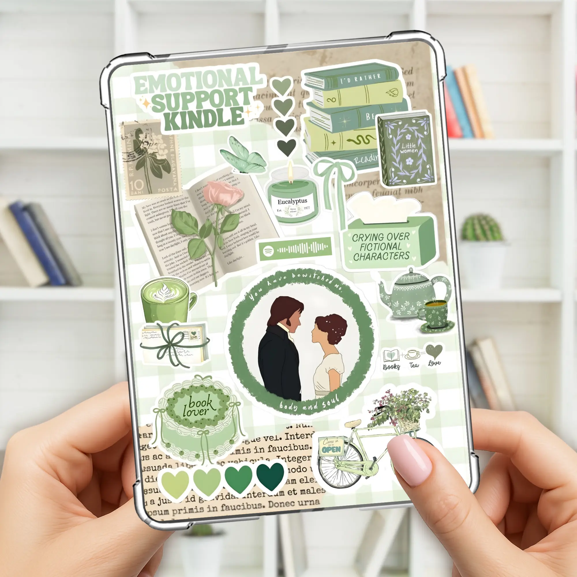 Kindle insert emotional support kindle, pride and prejudice inspired design, Romance, book lovers, bookish, booktok, vintage aesthetic, paperwhite, oasis, colorsoft, scribe, basic, fire 8hd, kobo, romantasy, english countryside