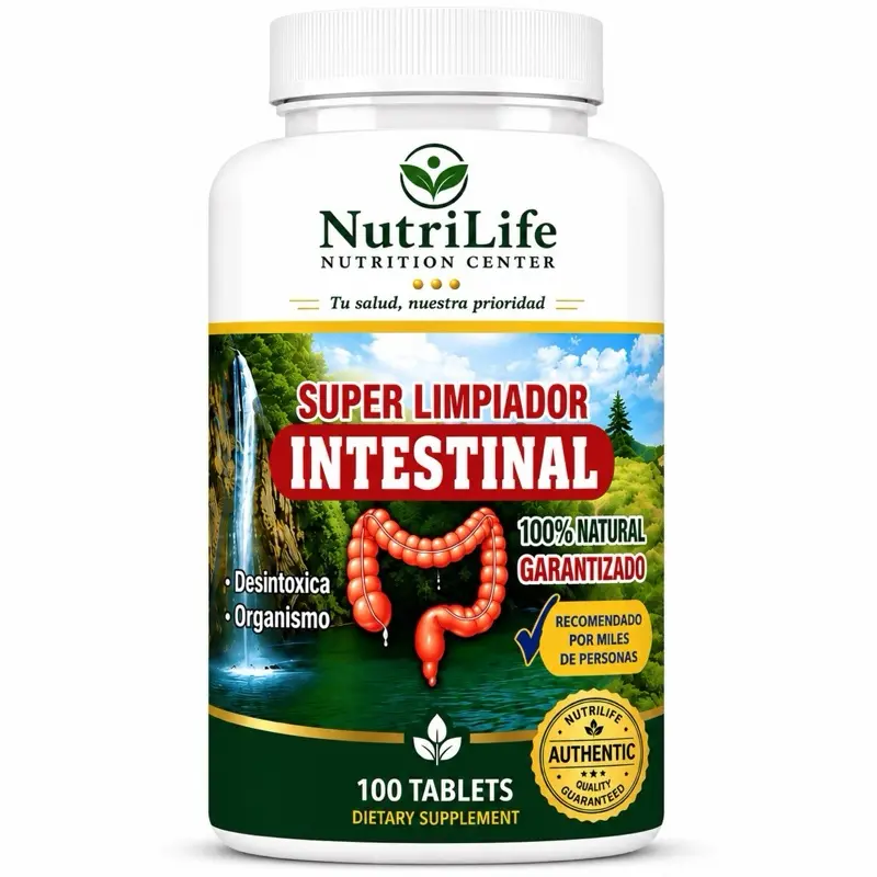 Super Limpiador Intestinal Cleanser & Detox Supplement - Natural Plant-Based Digestive Support, Gut Detoxifier, Edible Fiber, Digestive Enzymes & Probiotics, Lactose-Free Fitness Dietary Vitamin - 100 Tabs, Digestive Enzymes Probiotic