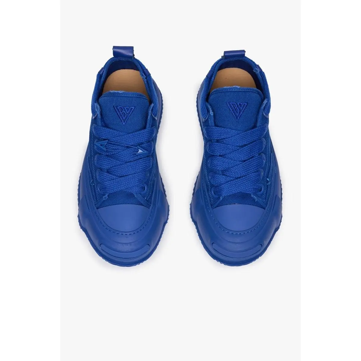 Men's Vision Bright Canvas Casual Leather Sneakers - Electric Blue Footwear, Trainer Shoes, Sneaker, Denim, Retro Style, Low Top, Eyelets, Leather Footbed, Rubber Sole, Men's Shoes, Cool Kicks, Branded Leather Tongue Label
