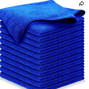 Premium Blue Microfiber Cleaning Cloths - 12 Pack 16x16 inches for Deep Cleaning & Polishing - Soft & Durable Towels for Home & Car Care