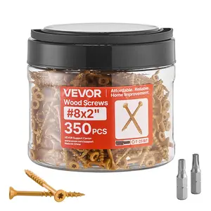 VEVOR Wood Screws 350 PCS,  #8 x 2-Inch Anti-Rust Coated, Exterior Deck Screw Torx/T25 Star Drive, Metal Rust-Resistant Outdoor Decking Screws with 2 Screw Connectors, for Decking Fencing Framing