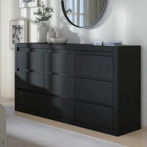 GAOMON Modern 9 Drawer Dresser for Bedroom, Wide Chest of Drawers with Anti-Tipping Device, Wooden Storage Cabinet and TV Stand for Closet, Living Room or Hallway,Black