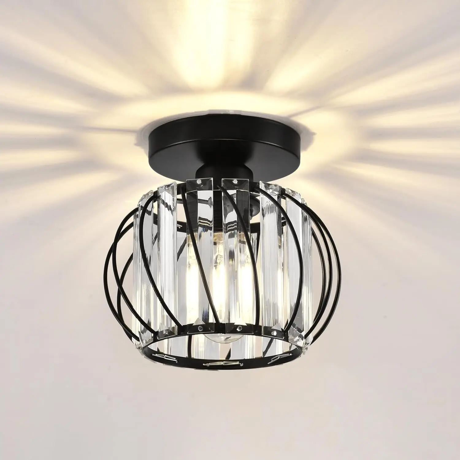 LED Crystal Ceiling Light, Home Ceiling Lighting, Mini Crystal Chandelier for Small Spaces, Ceiling Lamp, E27 Bulb for Hallway, Kitchen, Balcony, Ceiling Light Fixture