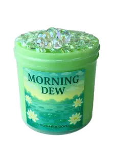 Morning Dew Slime – Sage Green Cloud Slime with Bingsu Beads – Fresh Lily Scent – Lotus, Lily Pad & Iridescent Cloud Charms – ASMR Drizzle Slime for Stress Relief & Sensory Play