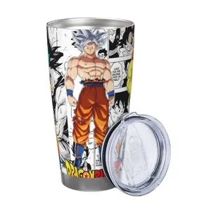 Goku Evolutions 20oz Insulated Travel Mug, Double-Walled Stainless Steel Cup for Gaming Setup and School, Anime Themed Portable Coffee Tumbler, Practical Hot & Cold Beverage Bottle for Daily Use