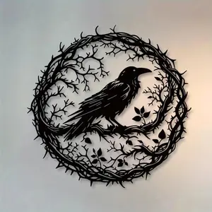 Gothic Black Metal Crow Wall Art Vintage Industrial Iron Bird Silhouette Decor Witchy Gothic Bedroom Halloween Celestial Home Unique Gift Nature Cafe Alt Aesthetic Room Decor