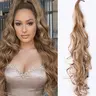 Ponytail Extains Ponytail Extainson 32 Inch Flexible Wrap Around Ponytail Hair Extension Long Wavy Glueless Deep Wave Pony Tails hair Extension Synthetic Hairpieces Synthetic Extensions For Women and Girls.(Color:M8-25)
