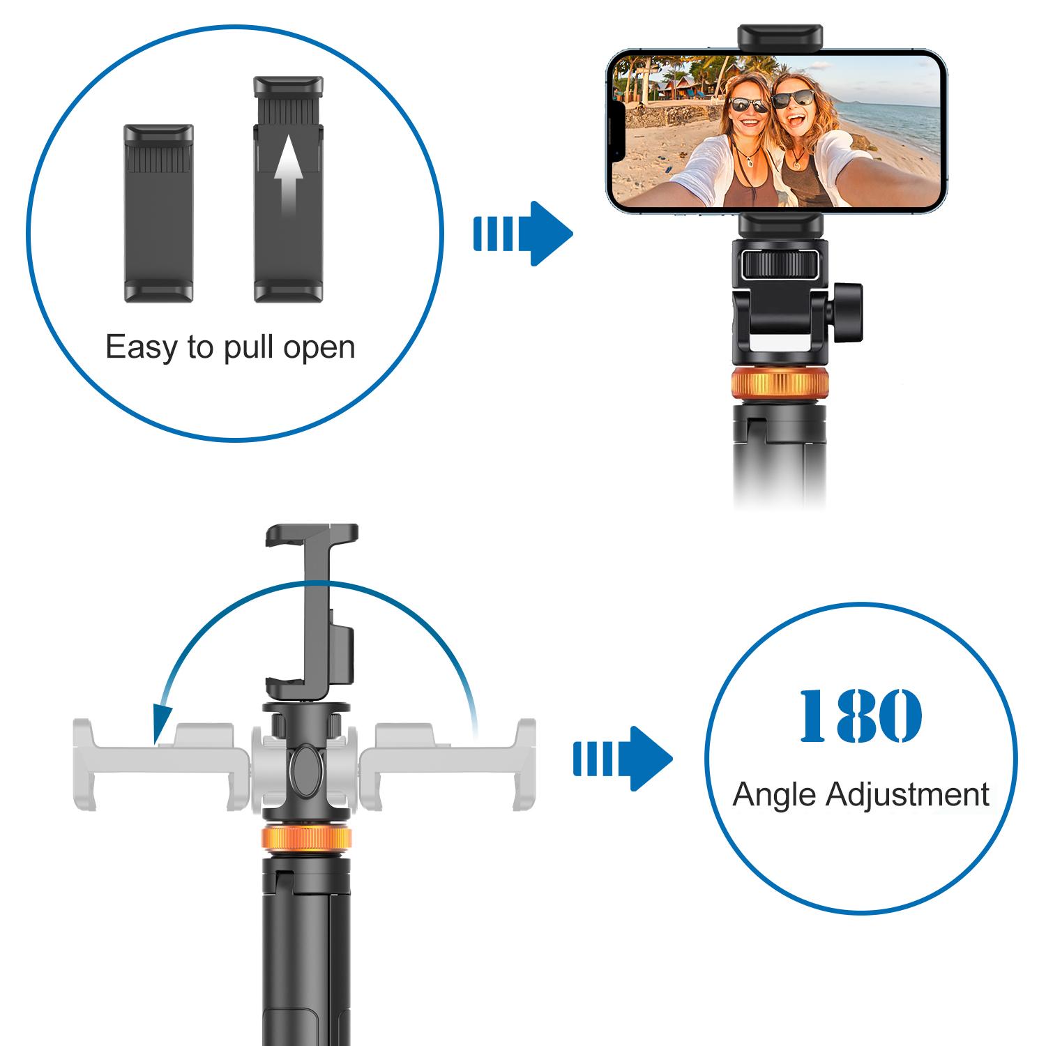 Upgraded 61" Phone Tripod with Wireless Remote & Selfie Stick | All-in-One, Travel-Friendly Stand for iPhone 13-17& Android